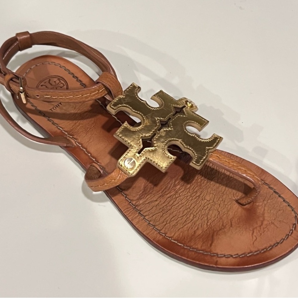 Tory Burch 8.5 9 Chandler sandal gold phoebe single shoe right foot